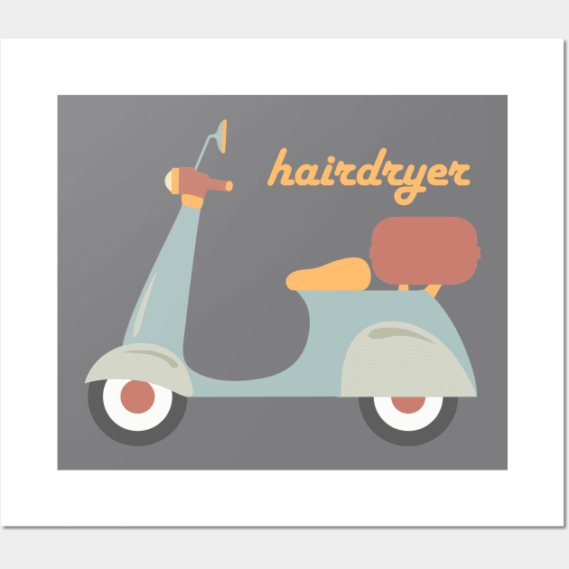 Moped "hairdryer" in fun retro colors (Izzard reference) Wall Art by Ofeefee